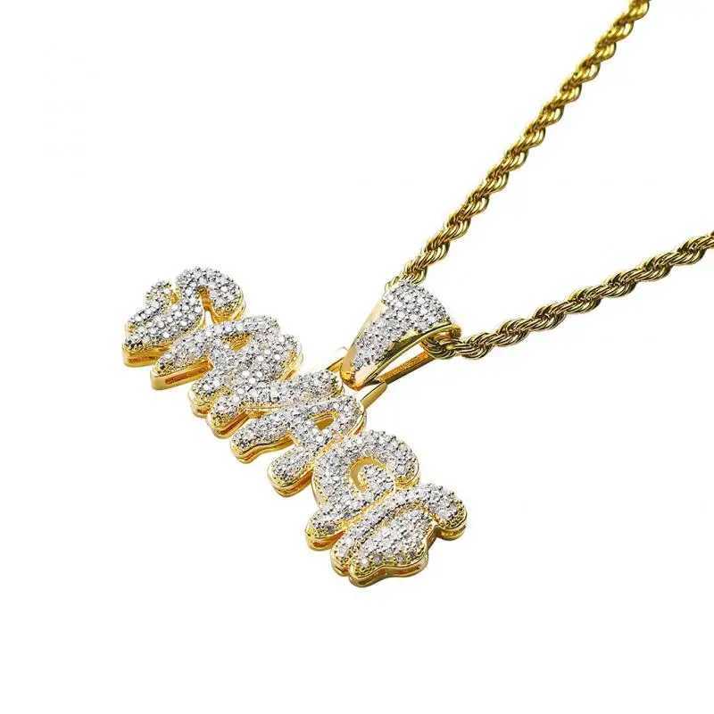 Crystal Alphabet Pendant with 24 Inch Chain for Men Women Sparkling Hip Hop Rock R Jewelry GiftsXJ241227