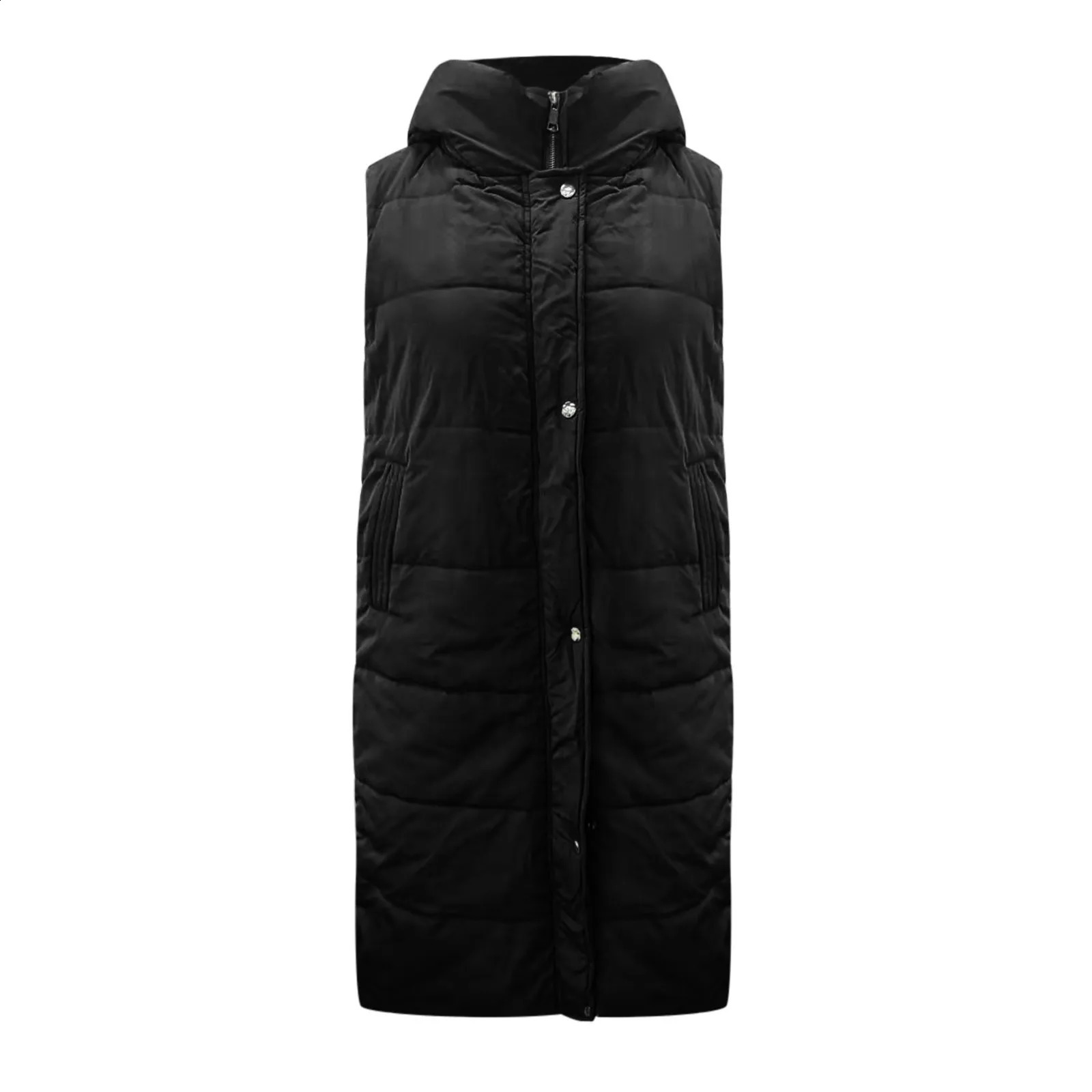 Womens down jacket with hood single chest mid length cotton vest ultrathin classic insulated sleeveless 240910