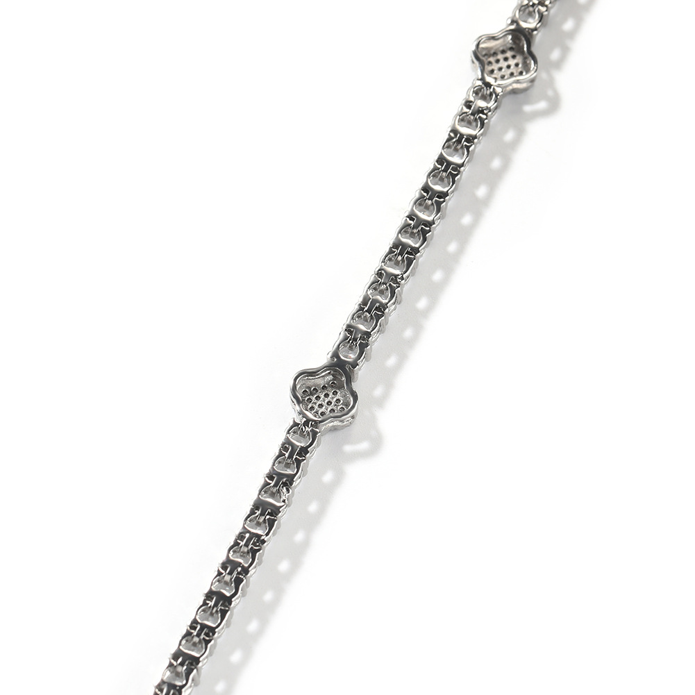 Hip Hop Flower Tennis Chain Bracelet TopBling Cubic Zircon Lover Couple Jewelry