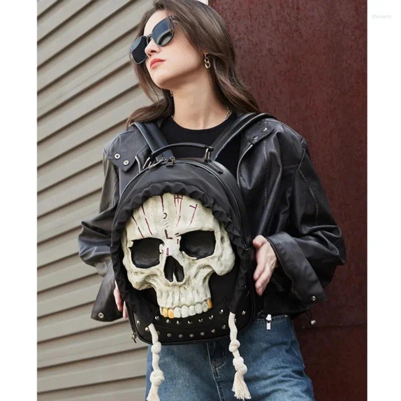 Backpack 3D Skull Halloween Full Face Protection Riveted Mask Waterproof Computer Unisex Personalized Bag 15dc 4