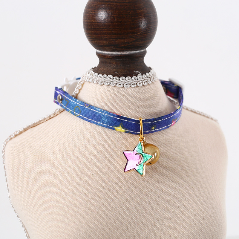 Breakaway Pet Collar with Bell and Adorable Ornaments Cat Collar with Eight Color Flowers Patterns Adjustable Cats Puppy Collar