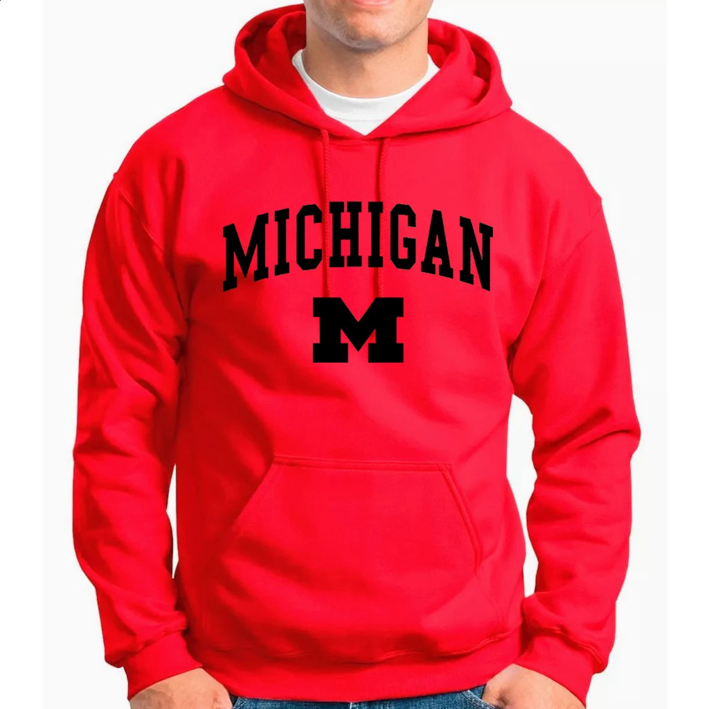 Michigan letter printing hooded sweatshirt for autumn and winter unisex casual student fashion couple 240911