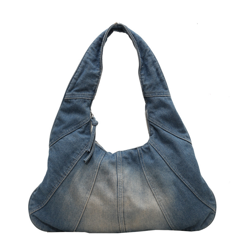 2025S Fashion Designer Spliced Denim For Women Stylish Niche Small Square One Shoulder And Underarm Hand held Bag