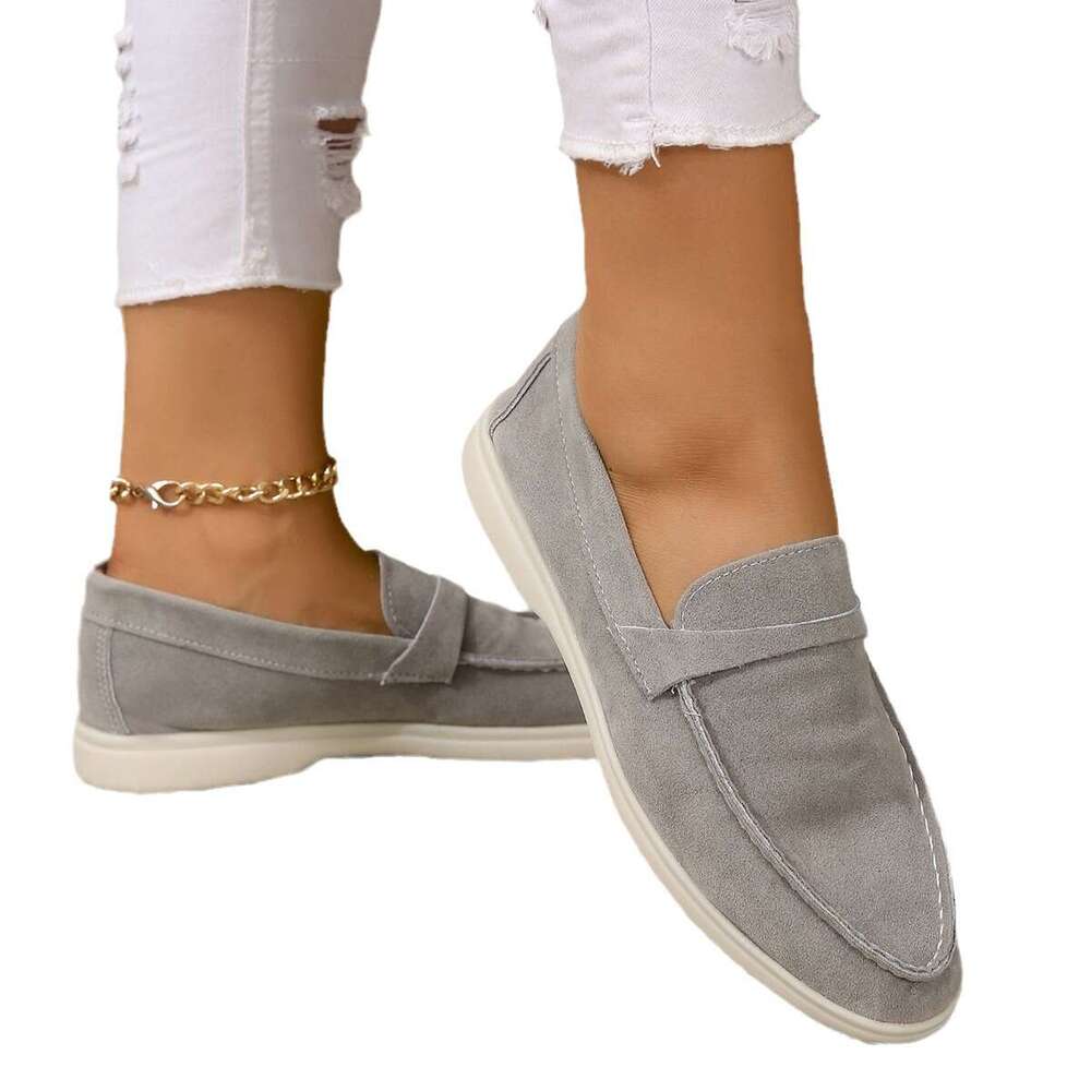 Classic Hot Sale Nude Flat Men Casual Comfortable Slip-On Loafers High Quality Kid Suede Walking Shoes Mujer