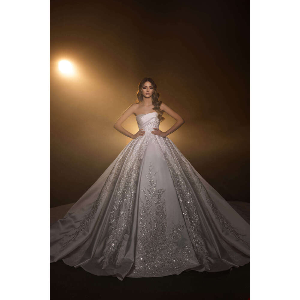 Dresses Ful Ball Gown Strapless Appliques Sequined Or Length Bride Wedding Dress Vestido De Novia Custom Made