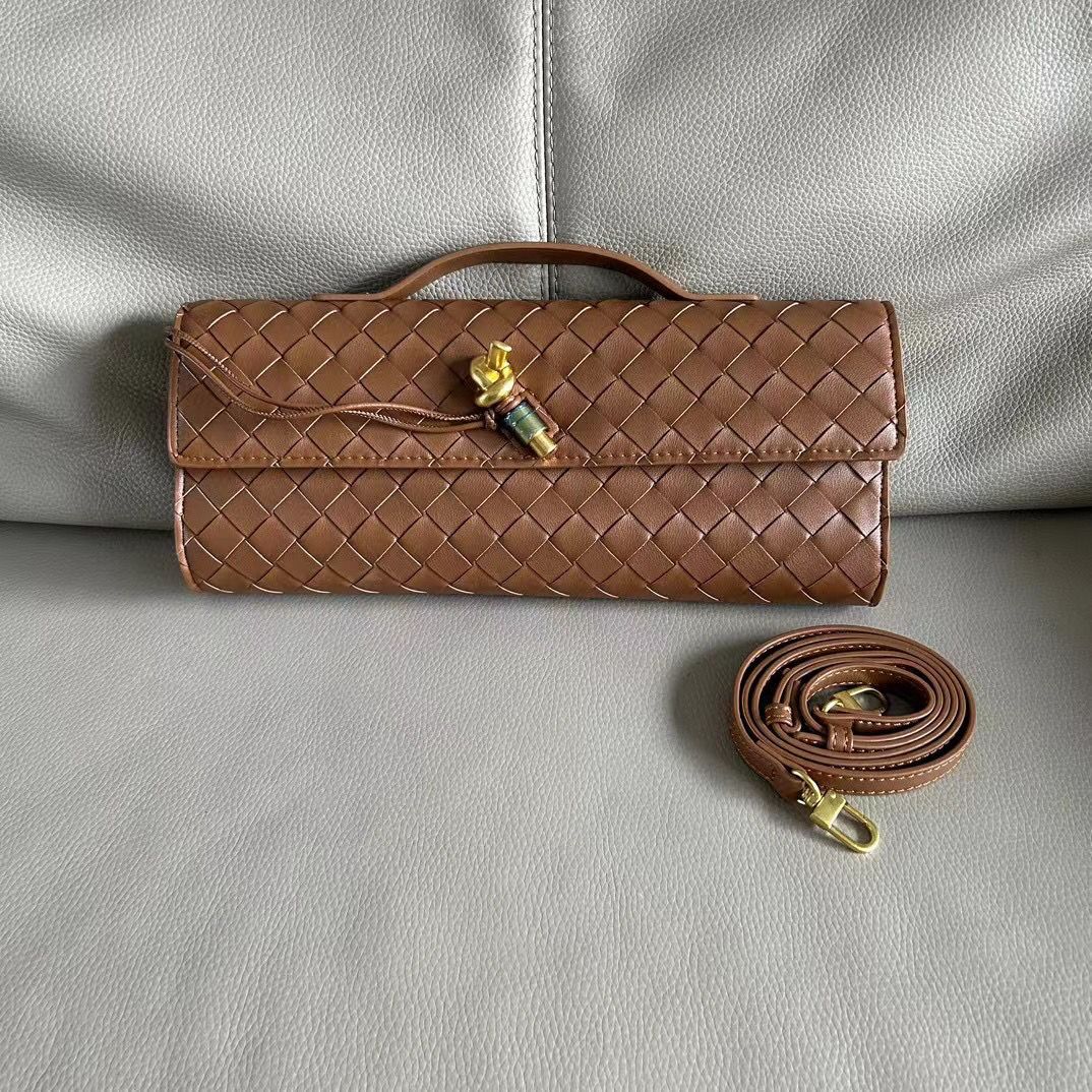 2024 Real Long Clutch Andiamo With Handle Intrecciato Cow Leather Women Bags Purses And Handbag Famous Brand Designer Evening Bag
