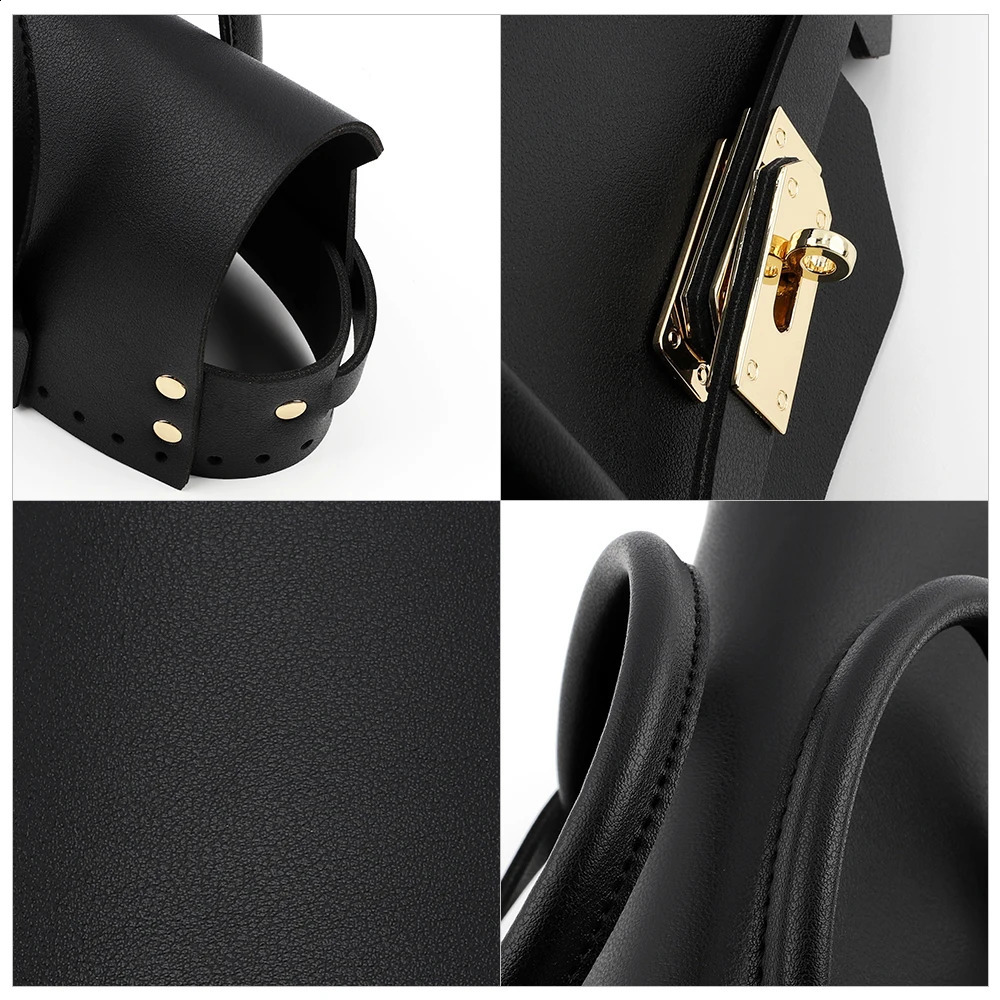 DIY bag set sewn handbag shoulder bag with handmade PU leather messenger bag set with pocket bottom accessories 240907