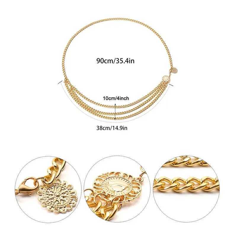 Ladies Simple Layered Chain with Gold Silver Metal Waist Chain Elegant Body Jewelry Dress ChainX2409