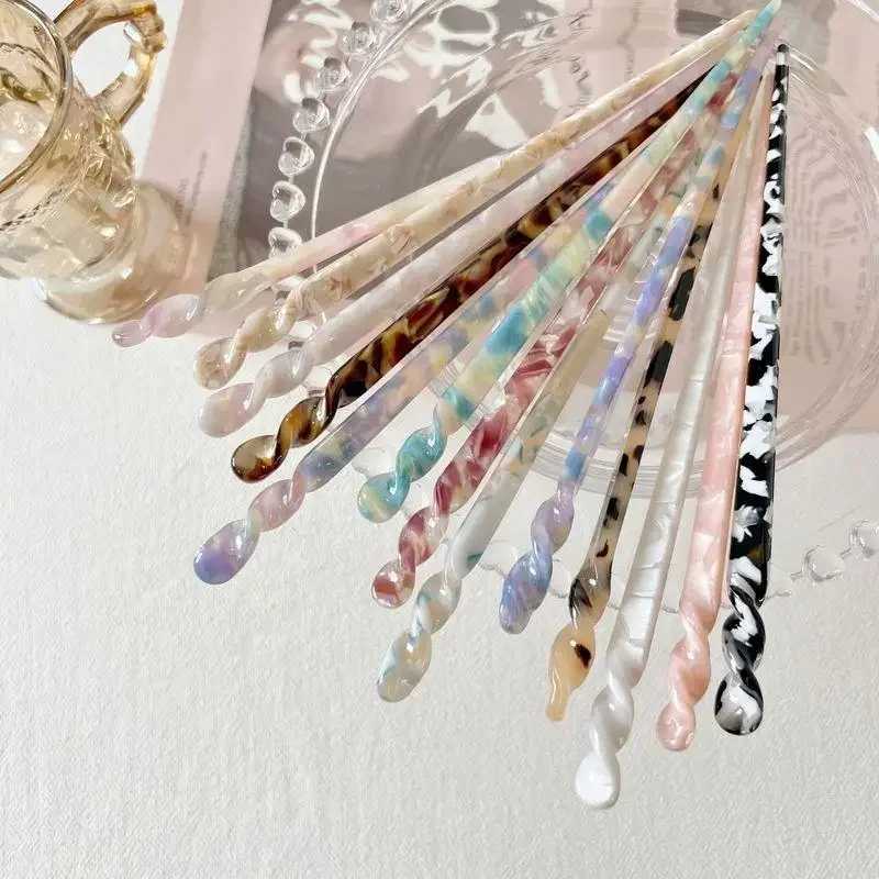 Fashion Chinese Style Hair Sticks Vintage Acetate Chopstick Women Hairpins Clips Wedding Jewelry Girl Beauty Styling AccessoriesX2409