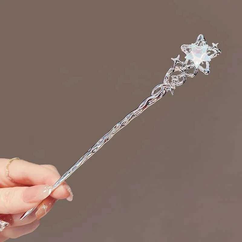Vintage Crystal Star Moon Hair Sticks for Women Chinese Style Cross Tassel Hairpin Disk Hair Chopsticks Hair AccessoriesX240911