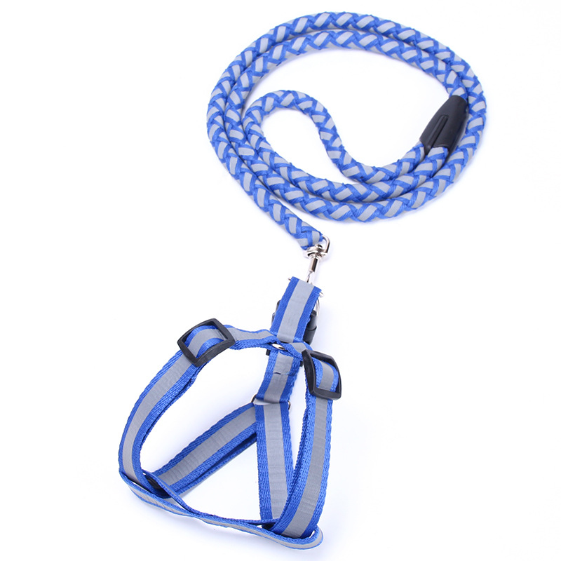 Reflective Pet Leash Collar Traction Harness Dog Chain Chest Strap Medium Small Dog Weave Rope Pet Traction Supplies