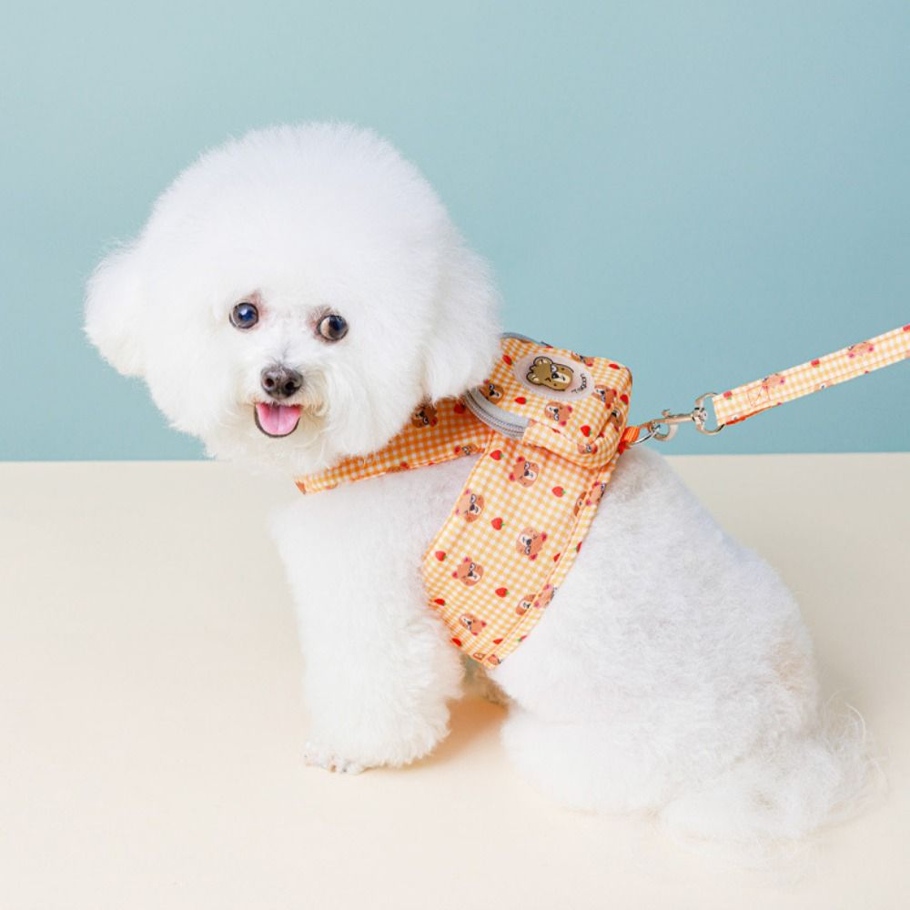 Cartoon Dog Chest Strap Backpack Adjustable Breathable Bear Pet Backpack with Traction Rope Dog Snacks Bag