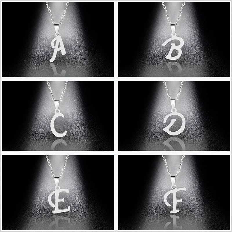 Silver Color 26 Letters Jewelry English Alphabe Necklaces for Women Choker A B C D E F G H I J K L M N O P Q R S T U V W X Y ZX240910