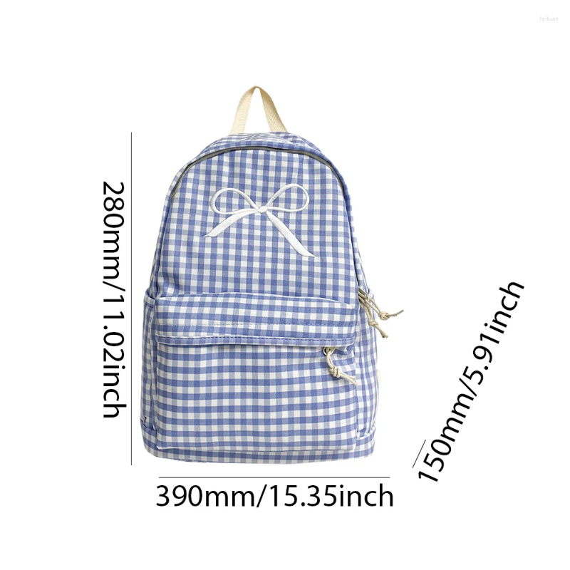 2025 NEW School Bags For Girls Canva Bow Embroidered Aesthetic Backpack Large Capacity Student Daily Bookbag Lightweight College Knapsack zhanyishengl