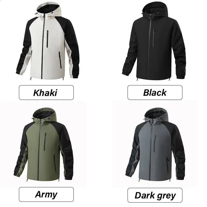 mens outdoor jacket mens spring casual hooded jacket mens coat autumn waterproof fashion windproof jacket mens 3XL 240906