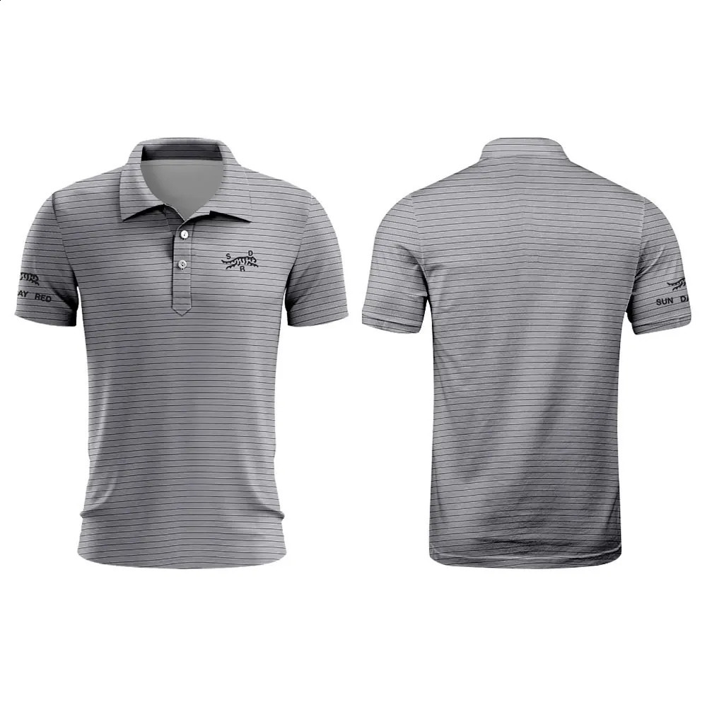 Tiger Woods Golf Sun Day Red Vintage Stripes Mens Summer Tshirt Top Quick Drying Club button up Polo shirt 240910
