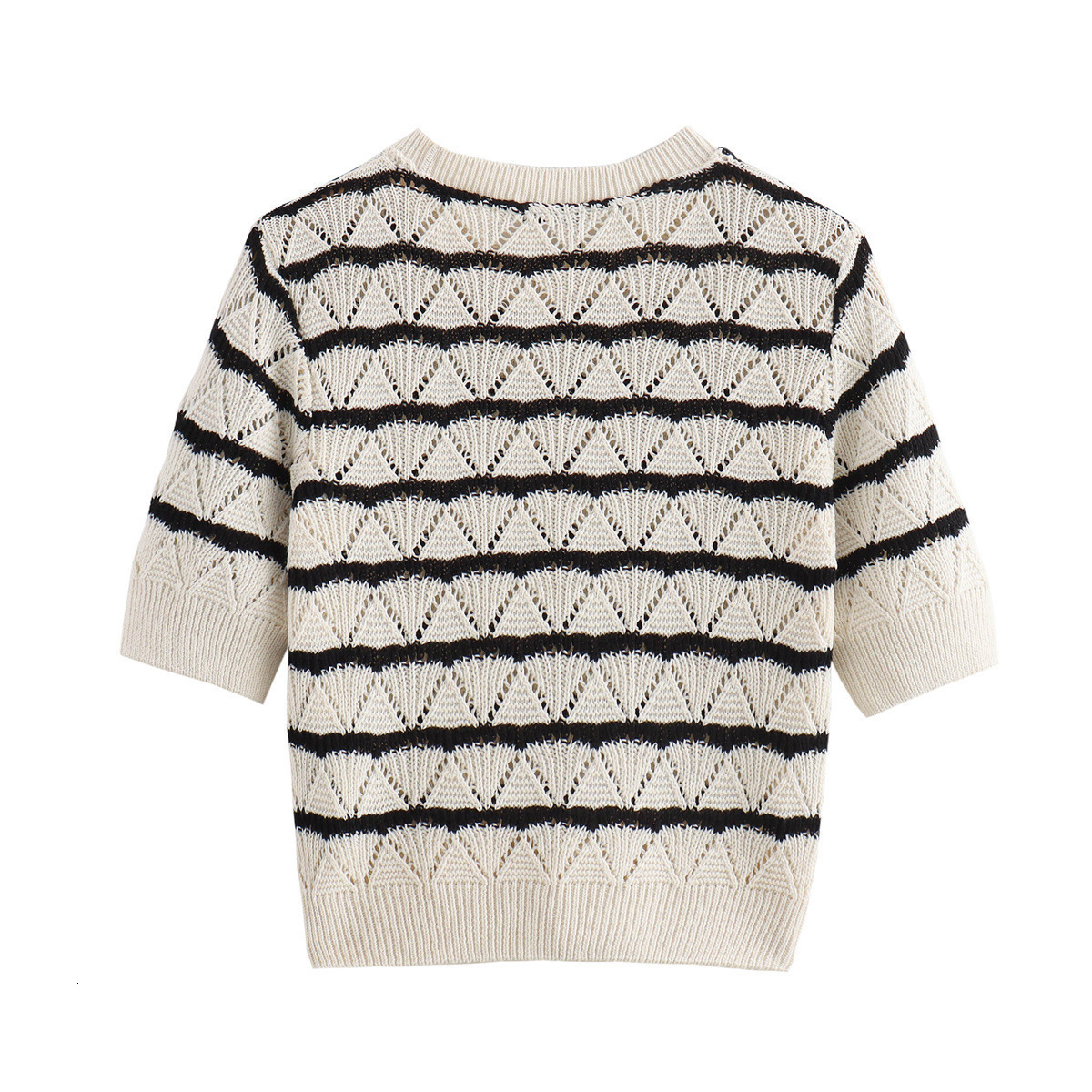 Fashion Set Summer New Product Womens Fashion Striped Knitted Top+shorts Set