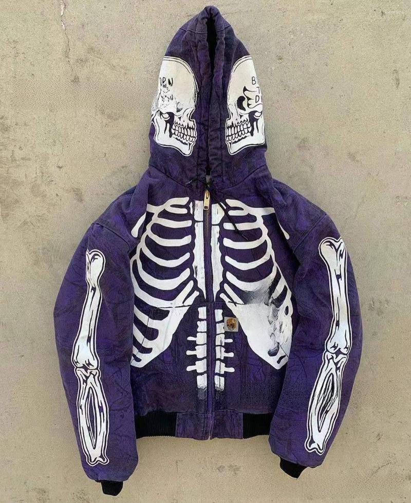 Men's Hoodies Spot Big Promotion Halloween 2024 Autumn And Winter Sweater Cross-border Amazon Skull Long Sleeve Hooded Cardigan