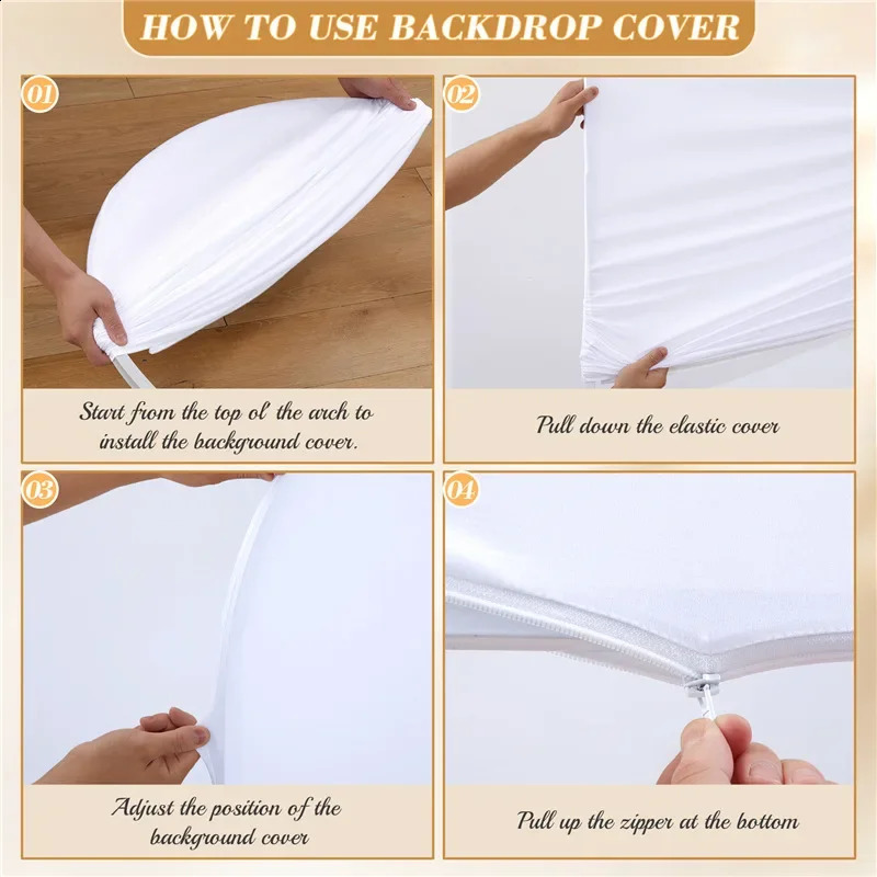 Double sided arch background cover Sage Green wedding decoration zipper thickened stretch for party scene setting 240910