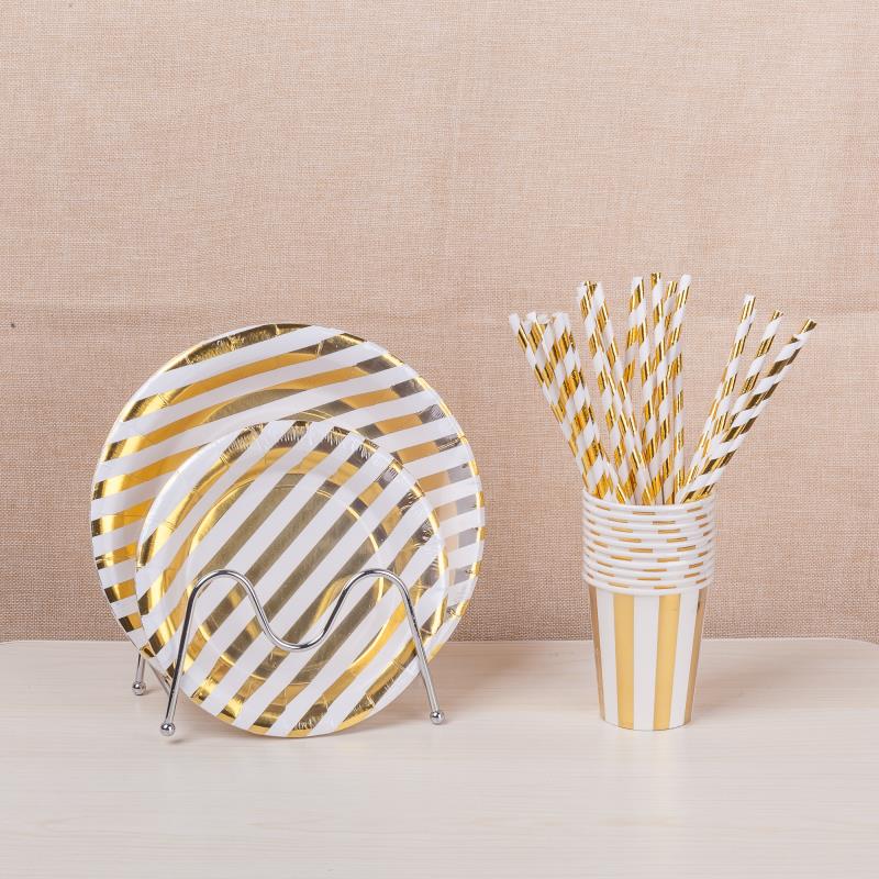 Hot sale disposable paper discs paper tableware party supplies hot stamping discs 100 pieces each
