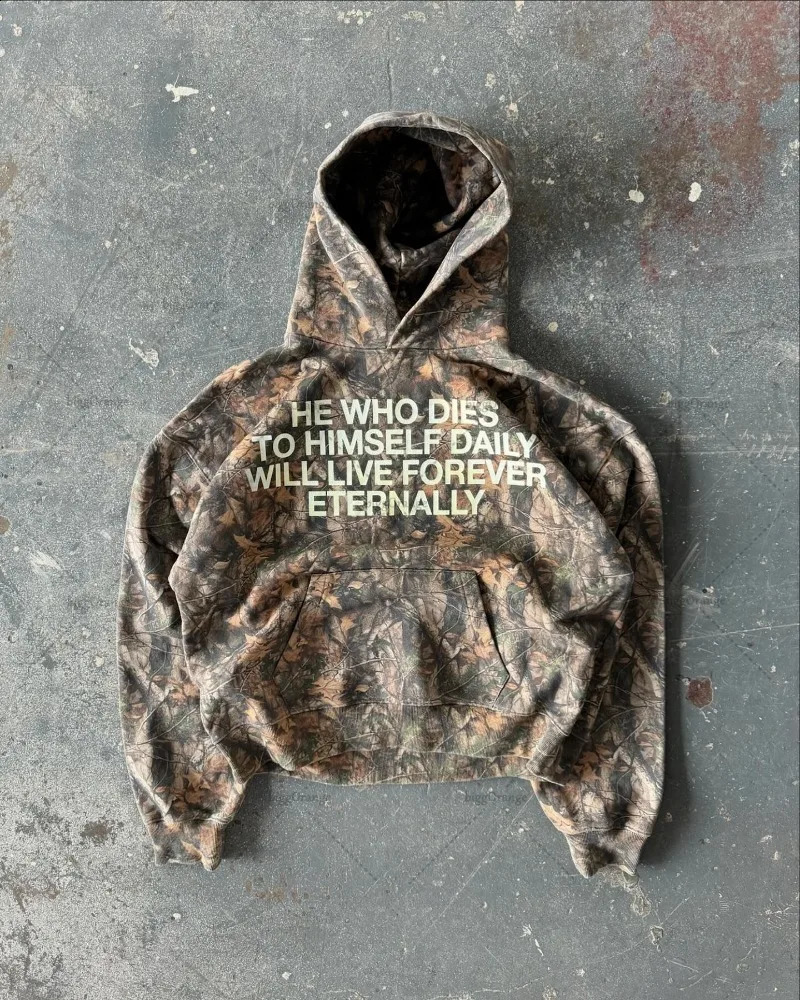 European and American Street Retro Loose Printed Sportswear Trend Hip Hop Casual Edition Long Sleeve Super Large Hoodie 240910