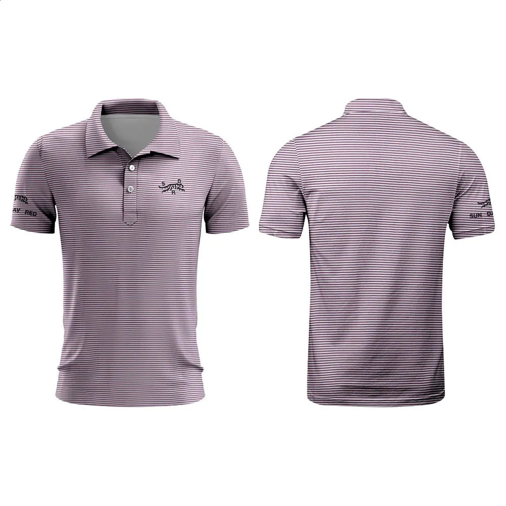 Tiger Woods Golf Sun Day Red Vintage Stripes Mens Summer Tshirt Top Quick Drying Club button up Polo shirt 240910
