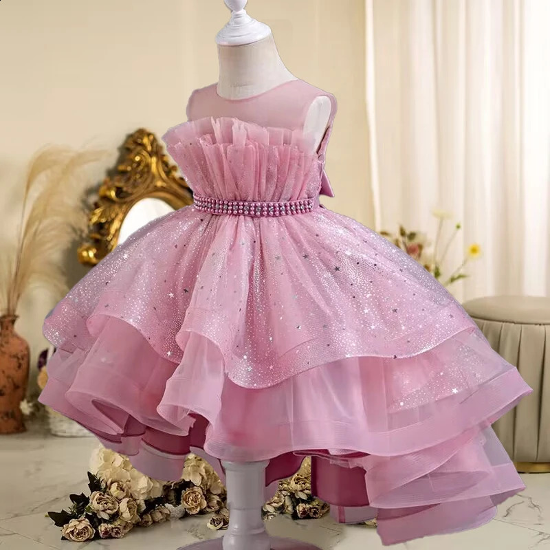 Summer Childrens Dress Birthday Party Sparkling Sleeveless Girl Princess Dress 3-12 Year Old Tail Net Evening Dress 240902