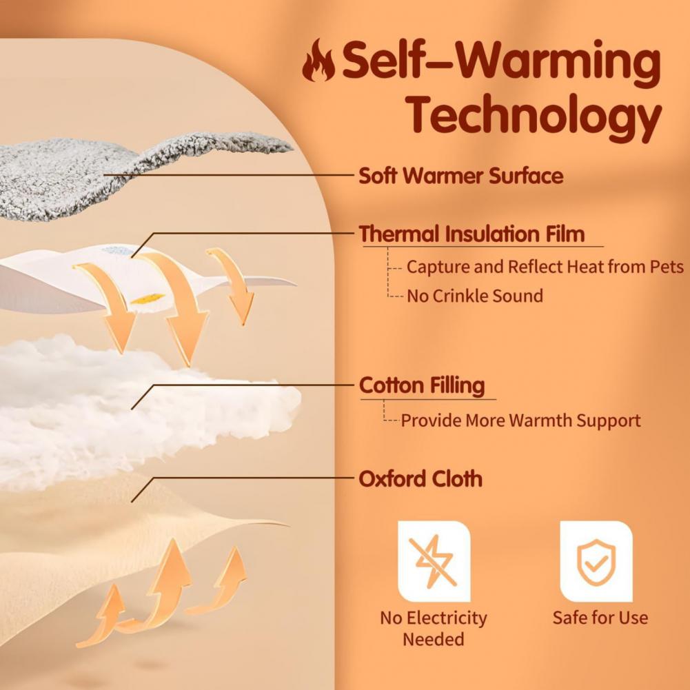 Self Warming Cat Cushion Bed Super Soft Thermal Dog Bed Mat for Sleeping Washable Anti-Slip Pet Kennel Pad for Small Medium Cats