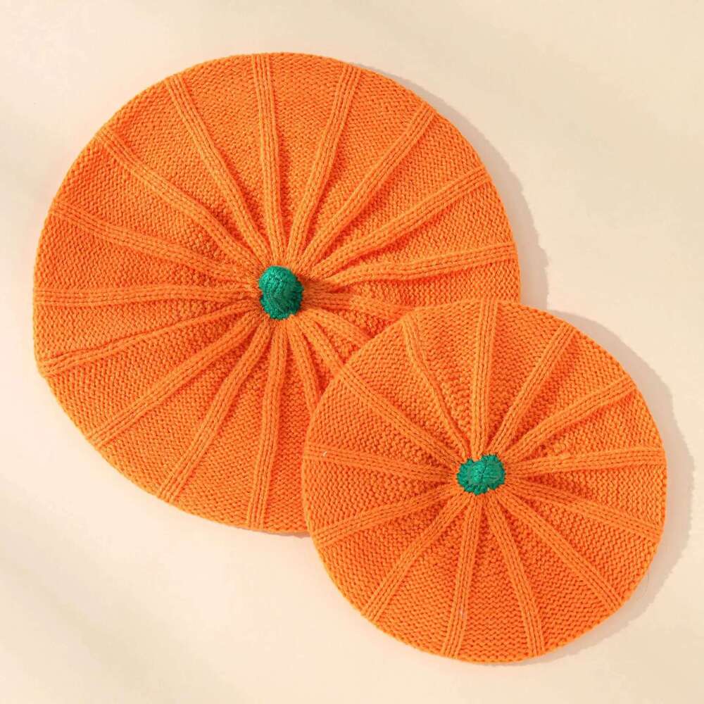 Pumpkin Beret Hat 2024 Halloween Thanksgiving Autumn And Winter Parent-Child Knitted Hat Warm Belle Hat Christmas Party Hats 4Ee