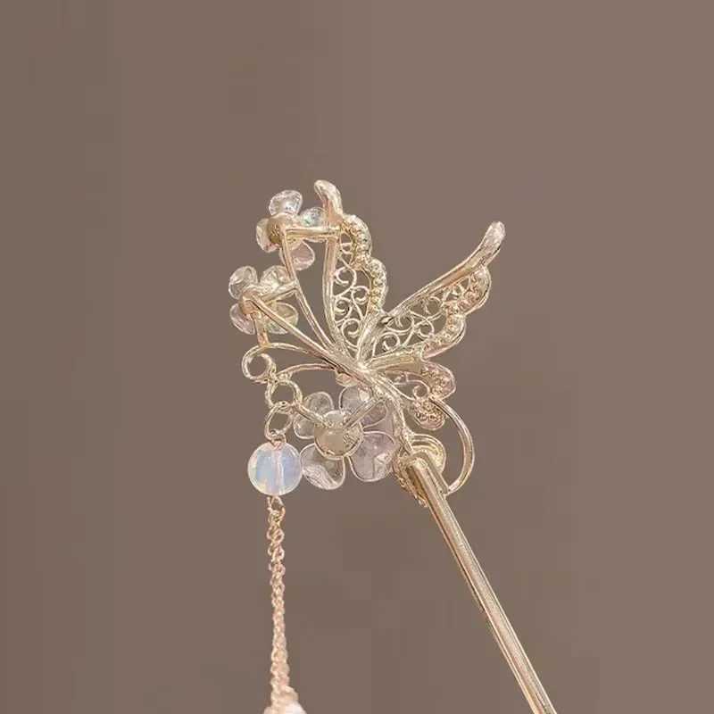 Classic Chinese Hair Stick Pins for Women Butterfly Flower Star Fresh Handmade Hairpins Charm Jewelry Accessories Hair OrnamentsX2409