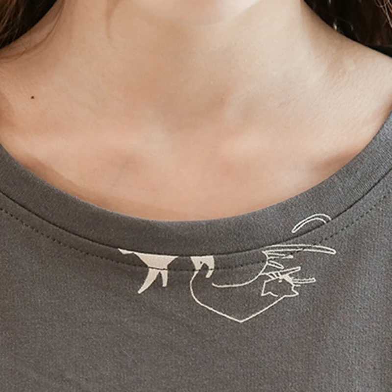 wear Womens pajamas wear top and bottom room set room cat pattern long sleeve cotton cute elegant softX2409