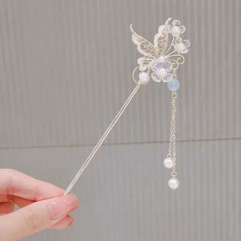 Classic Chinese Hair Stick Pins for Women Butterfly Flower Star Fresh Handmade Hairpins Charm Jewelry Accessories Hair OrnamentsX2409