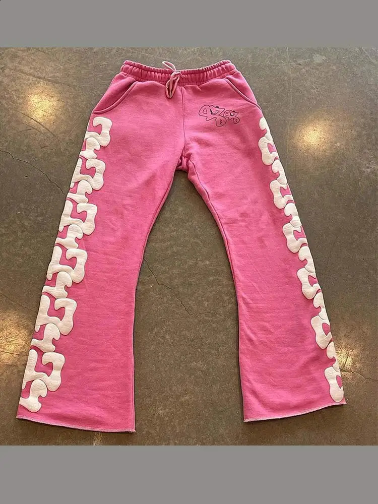 Y2k Street Printed Flared Pants Mens Harajuku Casual Loose Wide Leg Joggers Hip Hop 2024 Straight Trouseres Sweatpants 240910