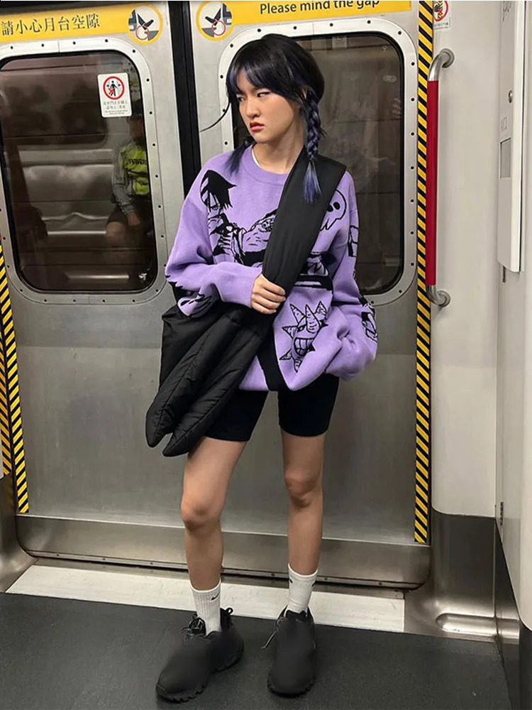 Harajuku Y2k Street Oversize Cashmere Sweaters Autumn Thicken Warm O Neck Long Sleeve Knitted Pullover Jumpers Loose Knitwear 240910