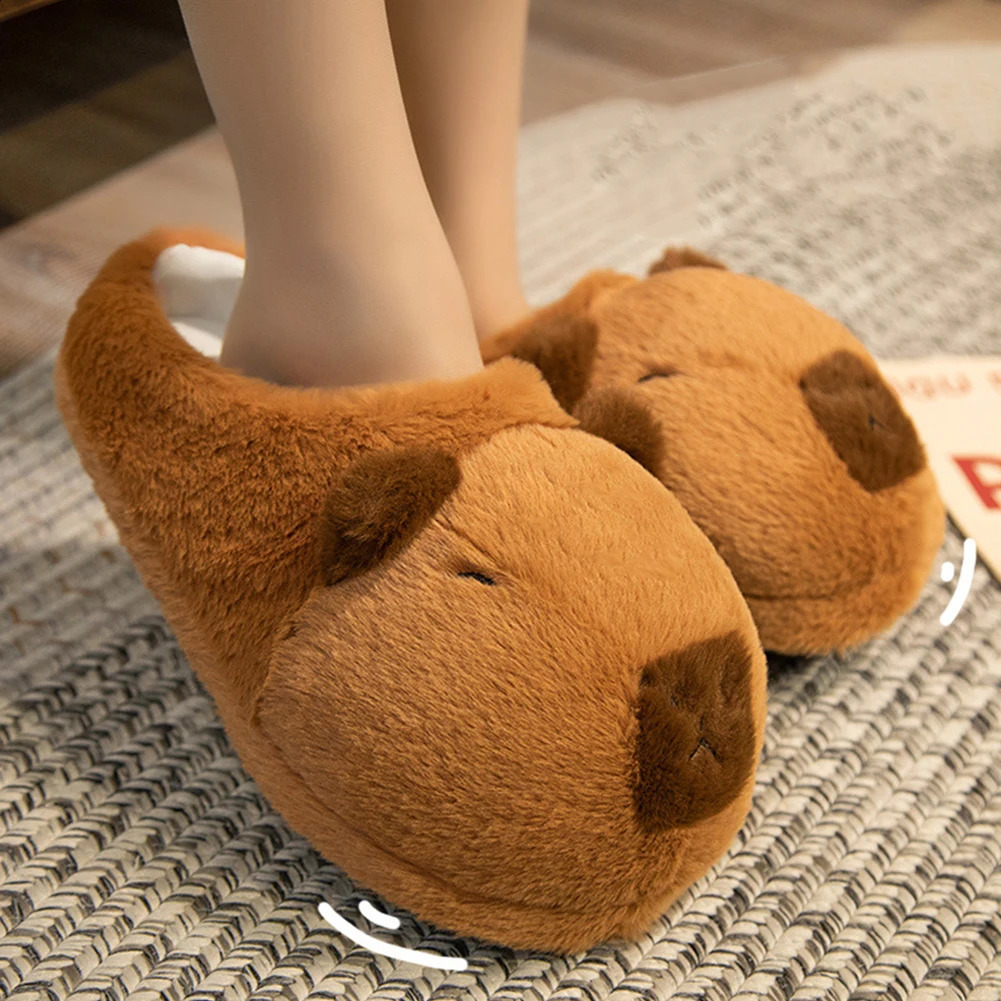 35-42 Size Plush Capybara Slippers Anti-Skid Animal Slippers Soft Cartoon Capybara Slippers Comfortable Indoor Home Slippers 240910