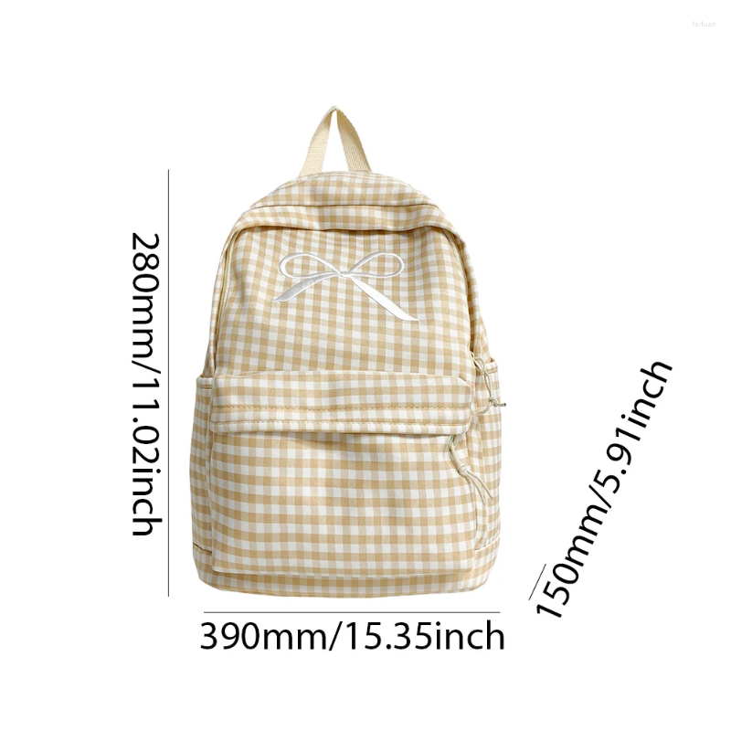 2025 NEW School Bags For Girls Canva Bow Embroidered Aesthetic Backpack Large Capacity Student Daily Bookbag Lightweight College Knapsack zhanyishengl
