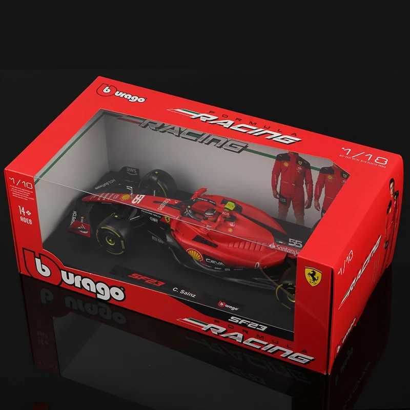 Diecast Model Cars Bburago 1 18 Large Special Edition Ferrari SF-23 F1 Model 2023 Season Sainz Alloy Car Die Casting Car Toy Collection Gift T240910