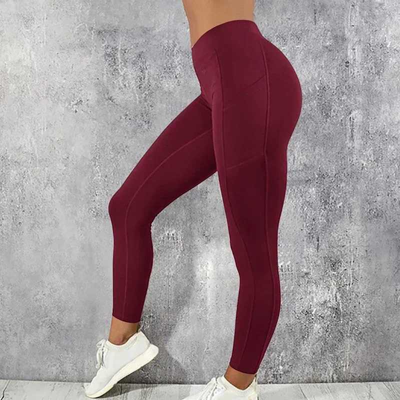 Plus Size Pocket Yoga Pants Women Solid Fitness Sports Leggings High Waist Elastic Gym Tights Female Running Trousers XXXL M250220