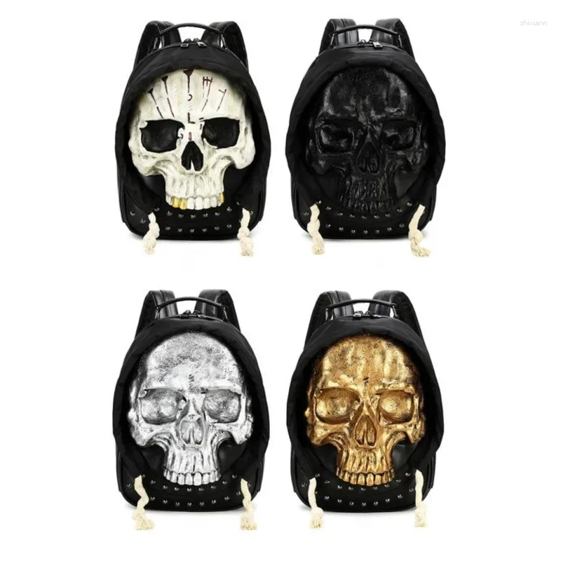 Backpack 3D Skull Halloween Full Face Protection Riveted Mask Waterproof Computer Unisex Personalized Bag 15dc 4