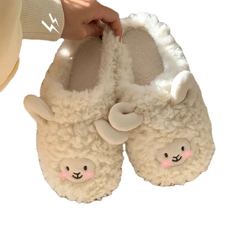 Cartoon Cute Cotton Slippers Autumn and Winter Indoor Home Couple Slippers Warm Faux Fur Slippers Girl Heart Cotton Shoes Winter 240910