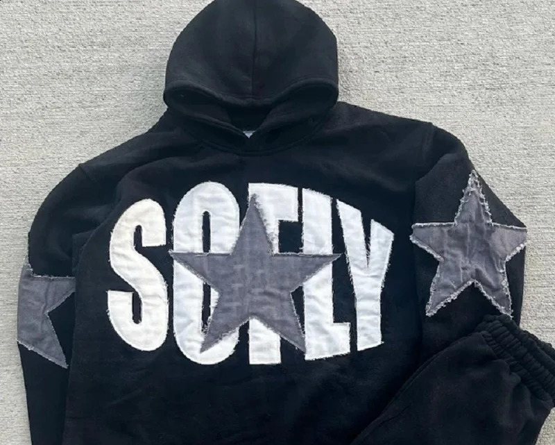Fashion Y2K Hoodie Hip hop Streetwear Star applique Letter Print Pullover Men women Sweatshirt Harajuku Gothic Oversize Hooded 240910
