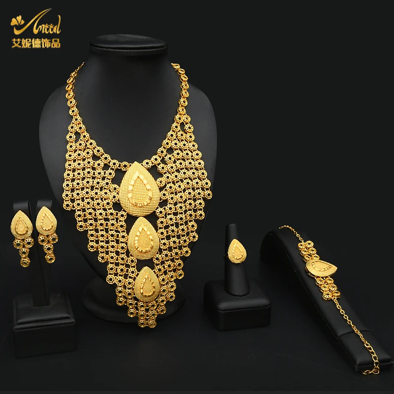 ANIID Ethiopia Eritrea Traditional Habesha Bride Dubai Jewelry Set Women 24K Gold Large Jewelry Nigeria Wedding 240910