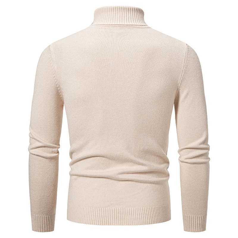 New autumn and winter mens turtle neck sweater solid color slim fit knitted pull-out mens fashionable casual knitted sweater W2411111