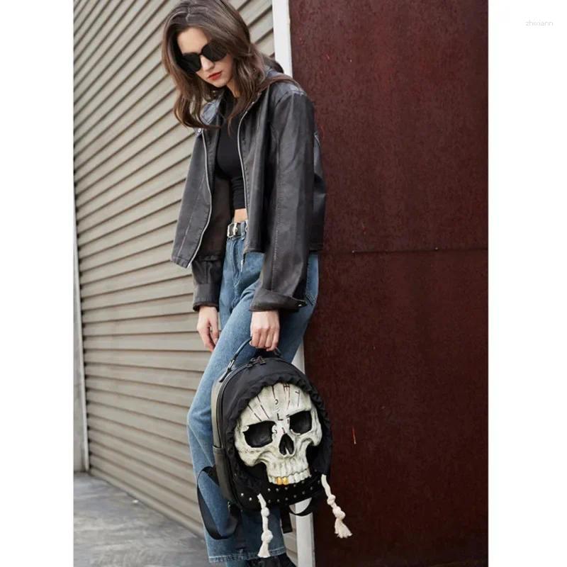 Backpack 3D Skull Halloween Full Face Protection Riveted Mask Waterproof Computer Unisex Personalized Bag 15dc 4