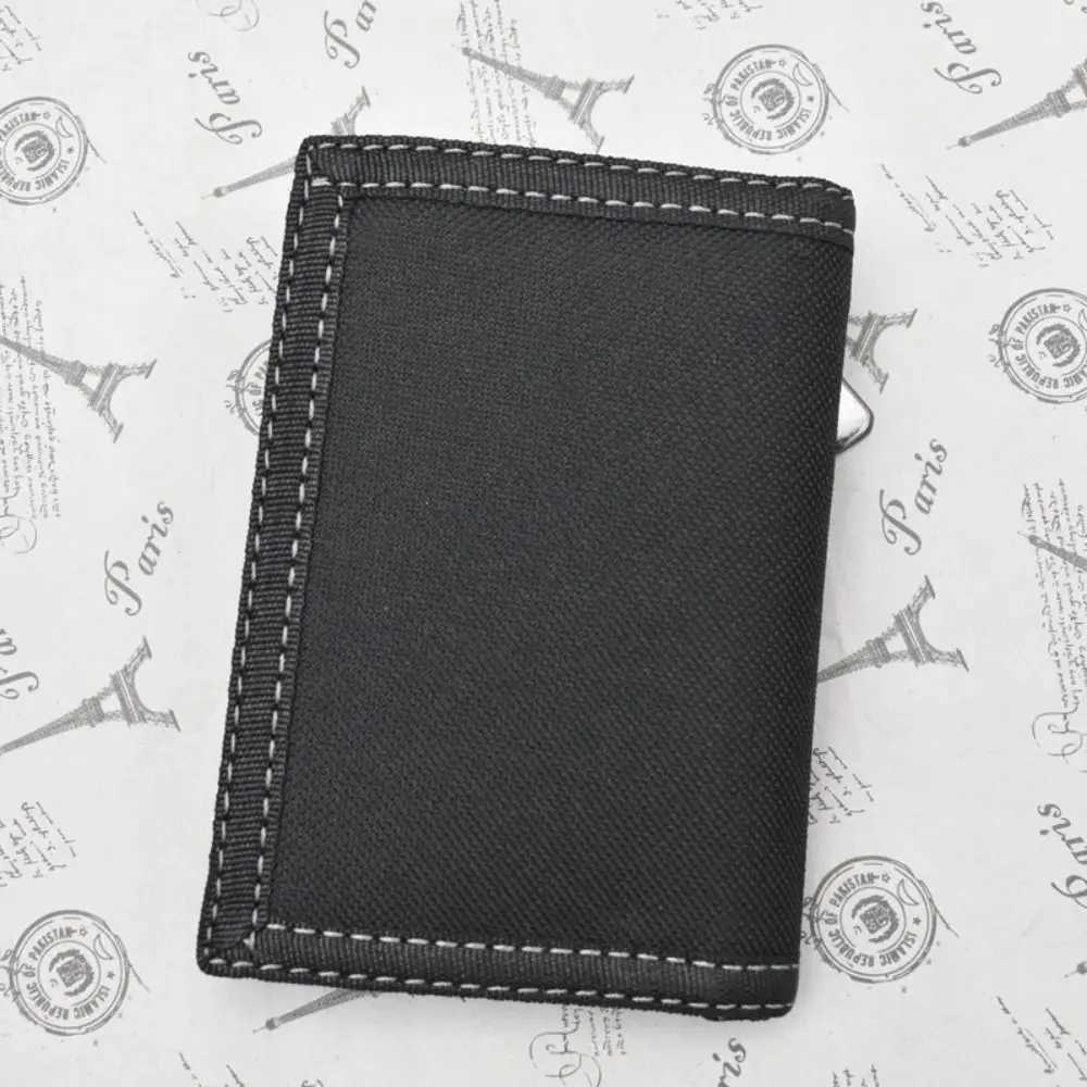Touch fastener mens short wallet fashionable and casual multi position 3-fold wallet durable black mens coin pocket daily use Z250411