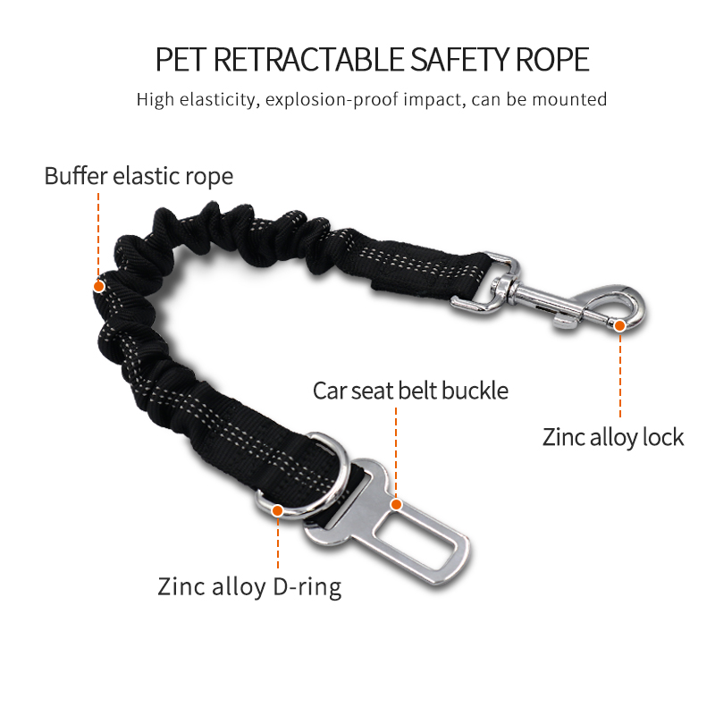 Pet Dog Vehicle Safe Car High Quality Pet Dog Seat Belt Car Leash Elastic Telescopic Car Hand Nylon reflective dog Leash