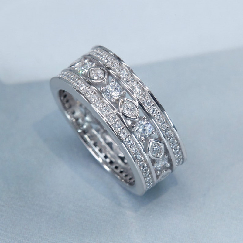 Hip Hop Wedding Rings: Sterg Sier, White Topaz CZ Eternity Band Ring for Women