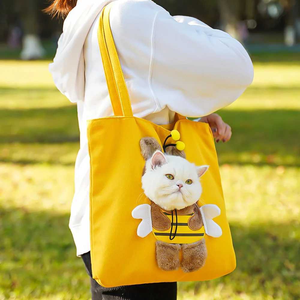 Pet Carrier Cat Bag Cute Dinosaur Rabbit Bee Shape Pet Shoulder Carrying Bag Small Pet Canvas Outing Handbag for Kitten PuppiesXJ240907 - view 3