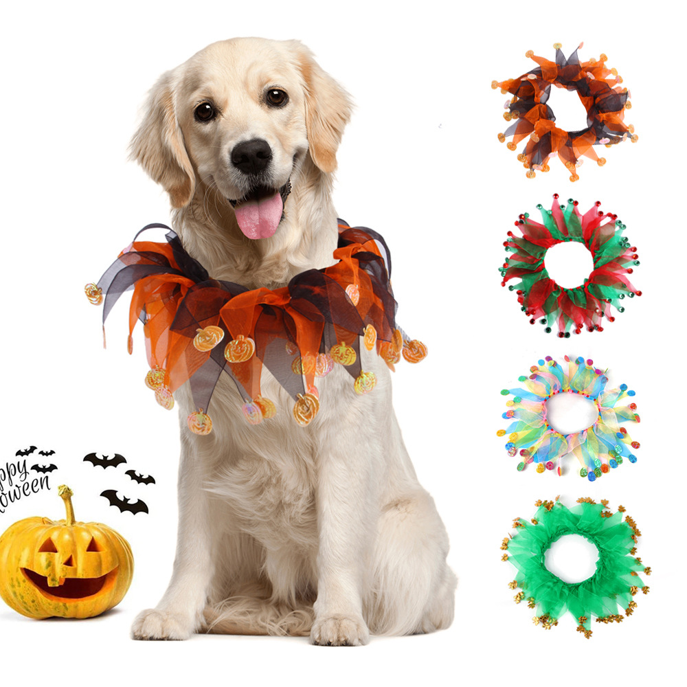 Pet Colored Collars Dogs Christmas Halloween Color Blocking Collars Festive Accessories