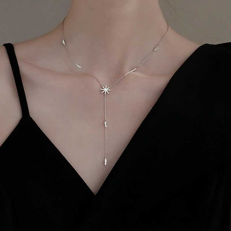 New 925 Sterling Silver Eight pointed star Pendent Necklace For Women Charm Choker Boho Fashion Wedding Party JewelryXJ250114